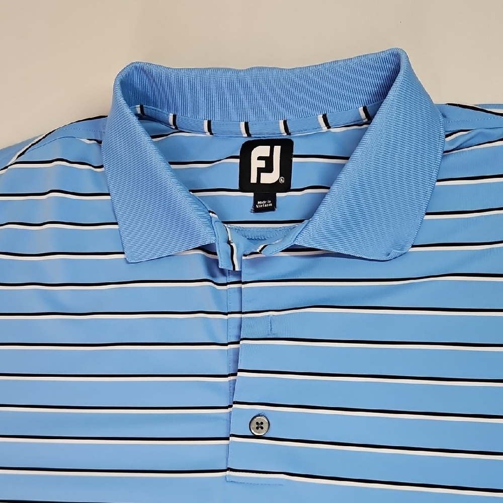 FootJoyd Men's Blue Striped Polo Shirt